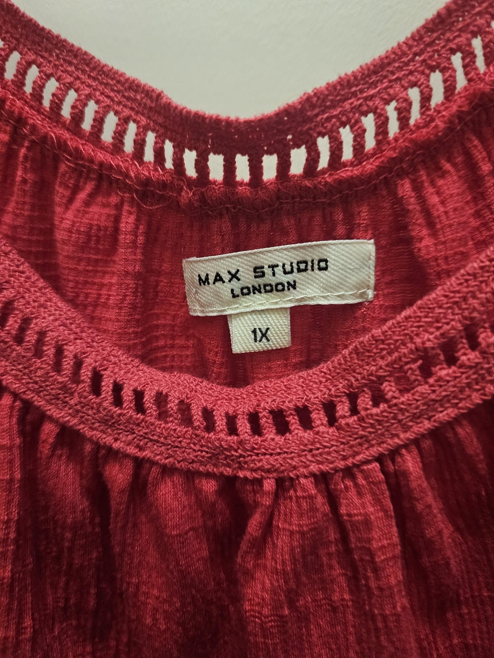 Max Studio Raspberry Ruffle-Sleeve Peasant Blouse - Picture 2 of 4